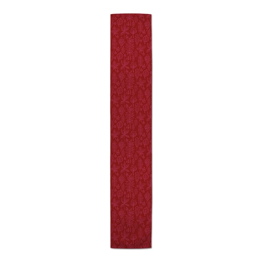 72" Autumn Pattern Leaves On Red Poly Twill Table Runner